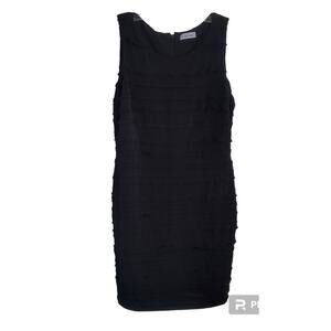 Calvin Klein Women's Dress Size 12 Black Layered Sheath Goth Whimsygoth Body Con